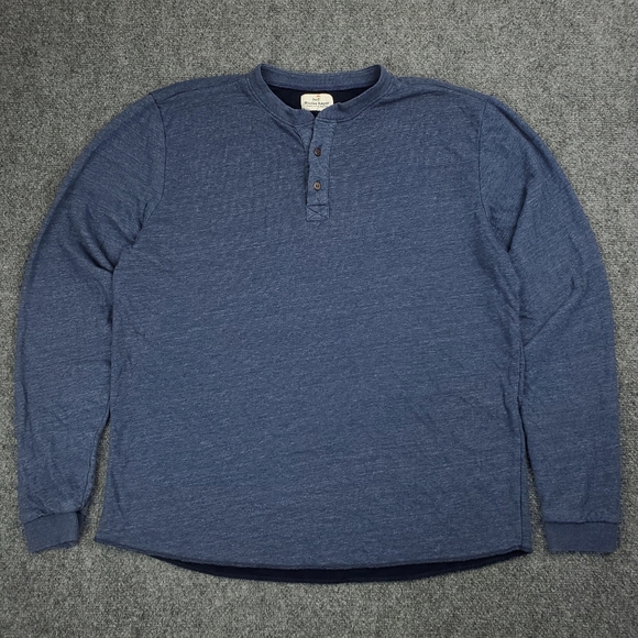 Marine Layer Henley Shirt Mens XL Baselayer Button Collar Long Sleeve Navy Blue - Picture 1 of 10